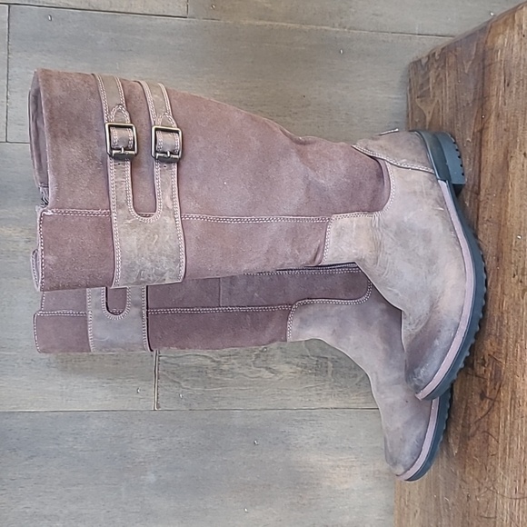 UGG Boots Women's sz 8 Zarina Tall Brown Leather/Suede Waterproof Knee High Boot - Picture 1 of 12